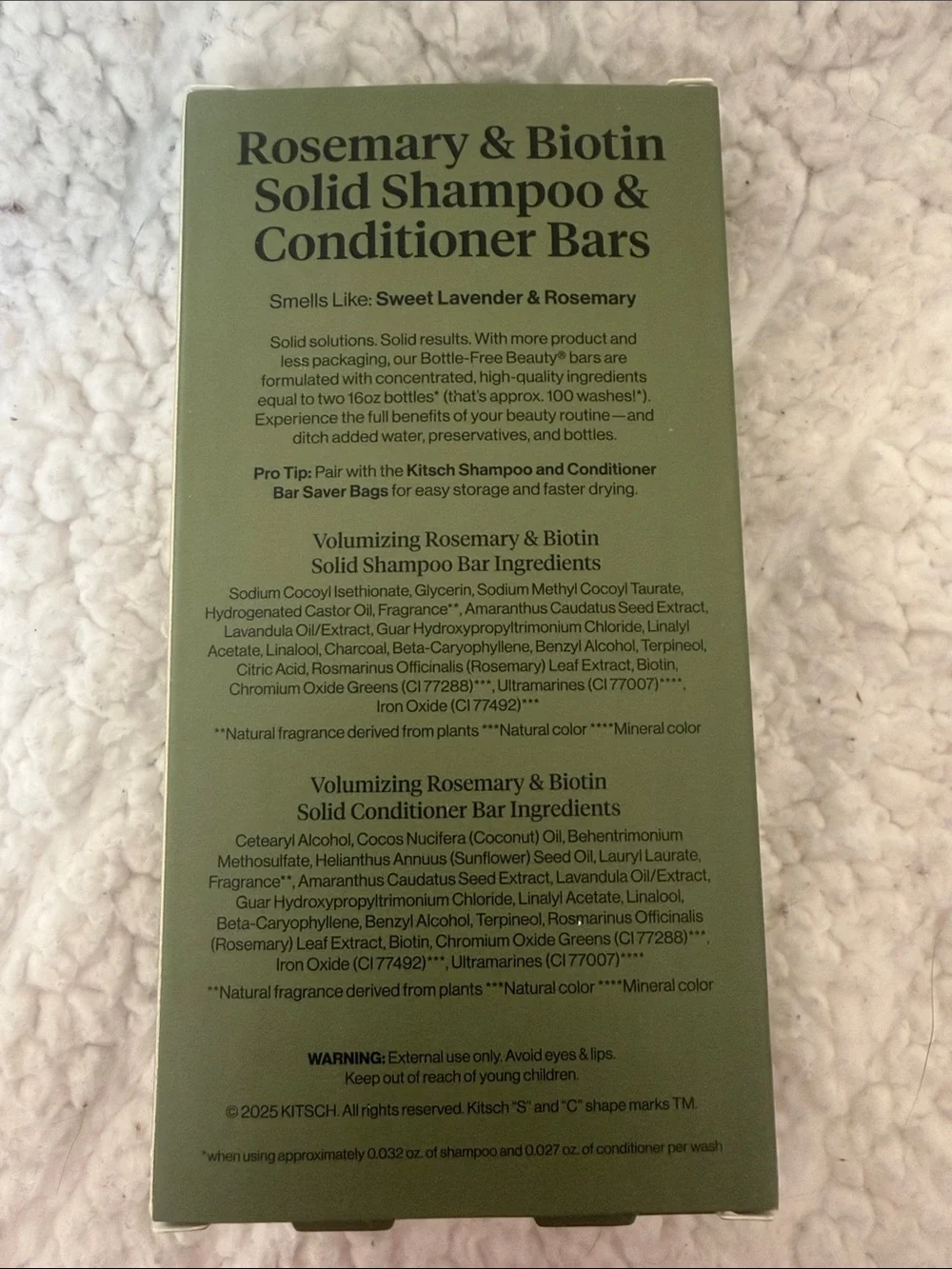 Kitsch Rosemary & Biotin Solid Shampoo & Conditioner Bars - Light Green